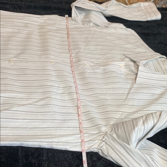 Men's POP ICON CLOTHING White Gray Black Striped Casual Button Down Shirt XL - Picture 5 of 6
